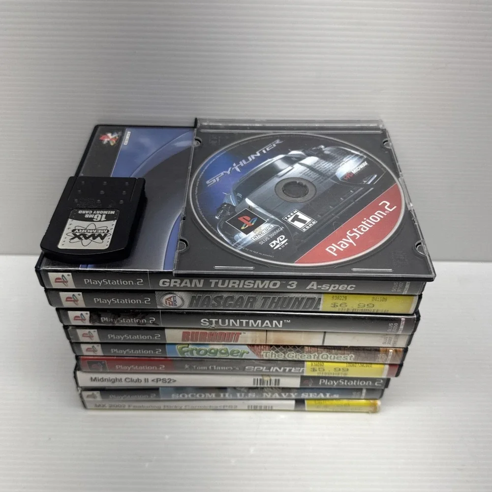 Sony Playstation 2 Video Game Console Bundle Controller Memory Card 10 Games